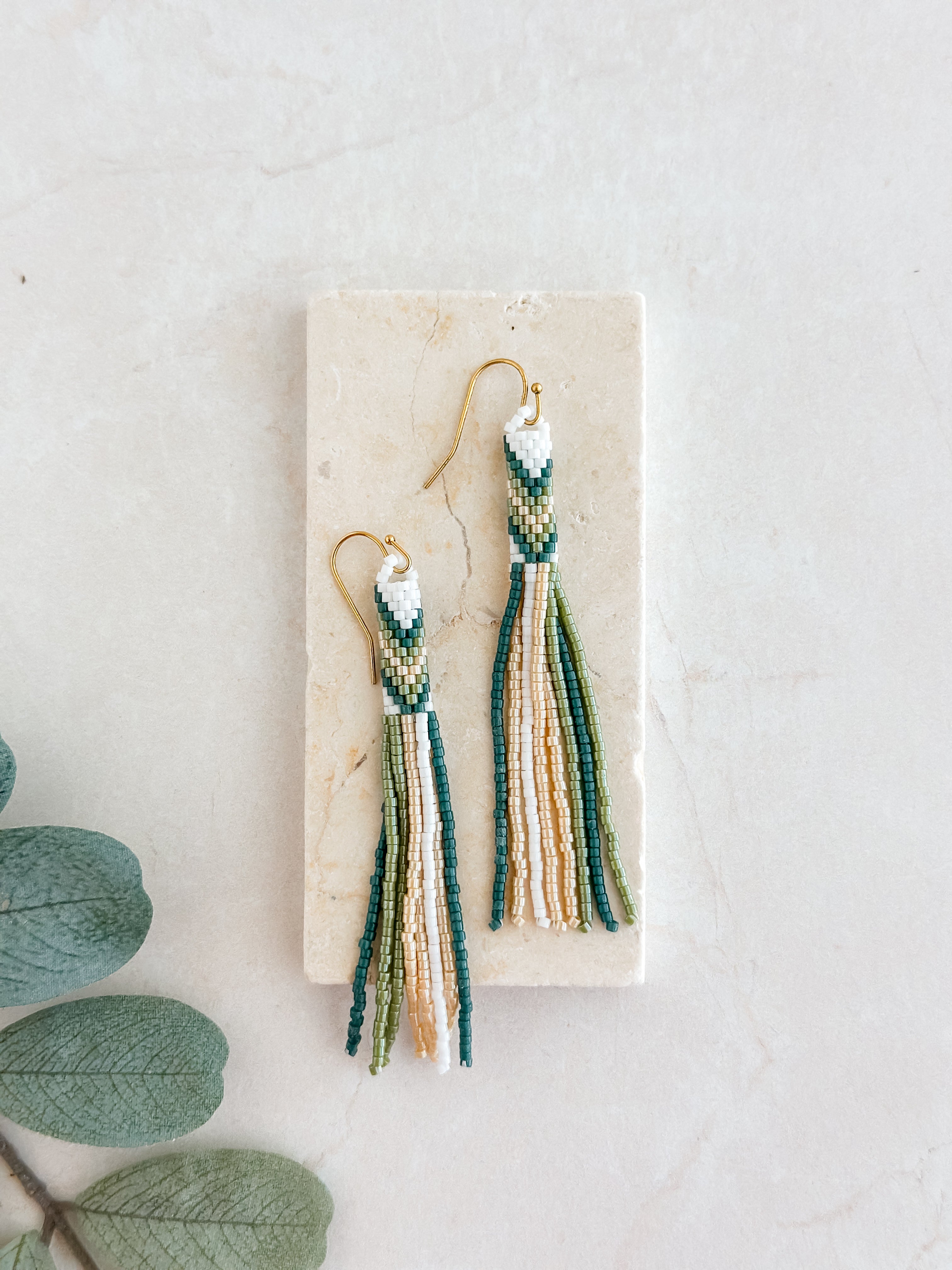 Greene Peyote Chevron Fringe Earrings