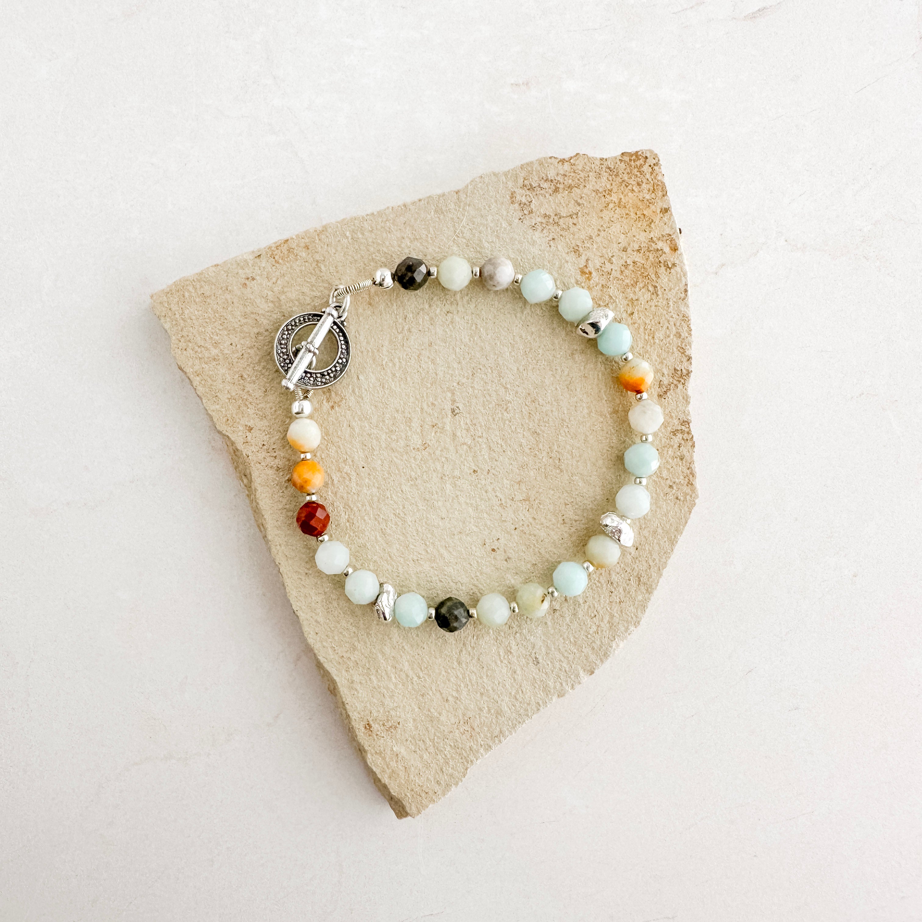 Black Gold Amazonite Silver Bracelet
