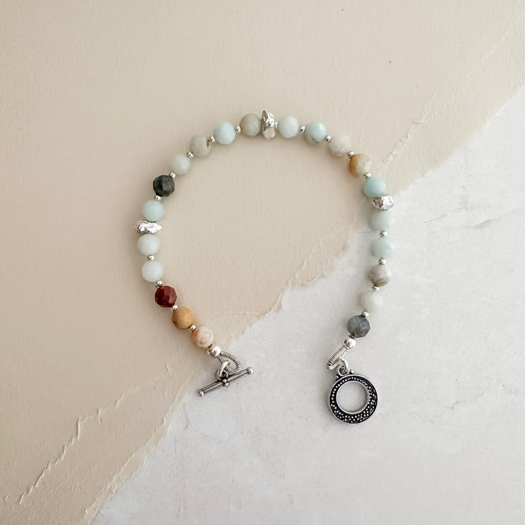 Black Gold Amazonite Silver Bracelet