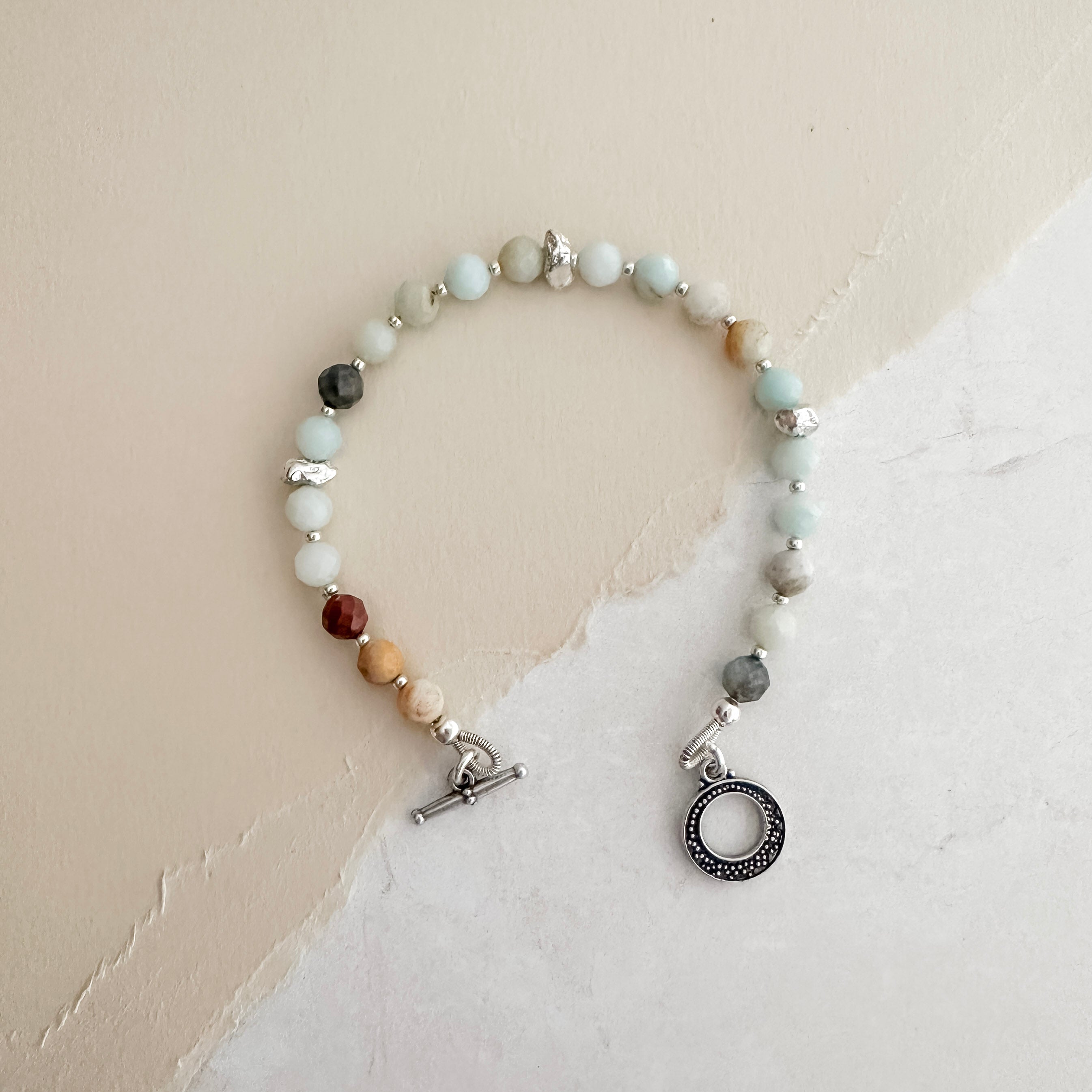 Black Gold Amazonite Silver Bracelet