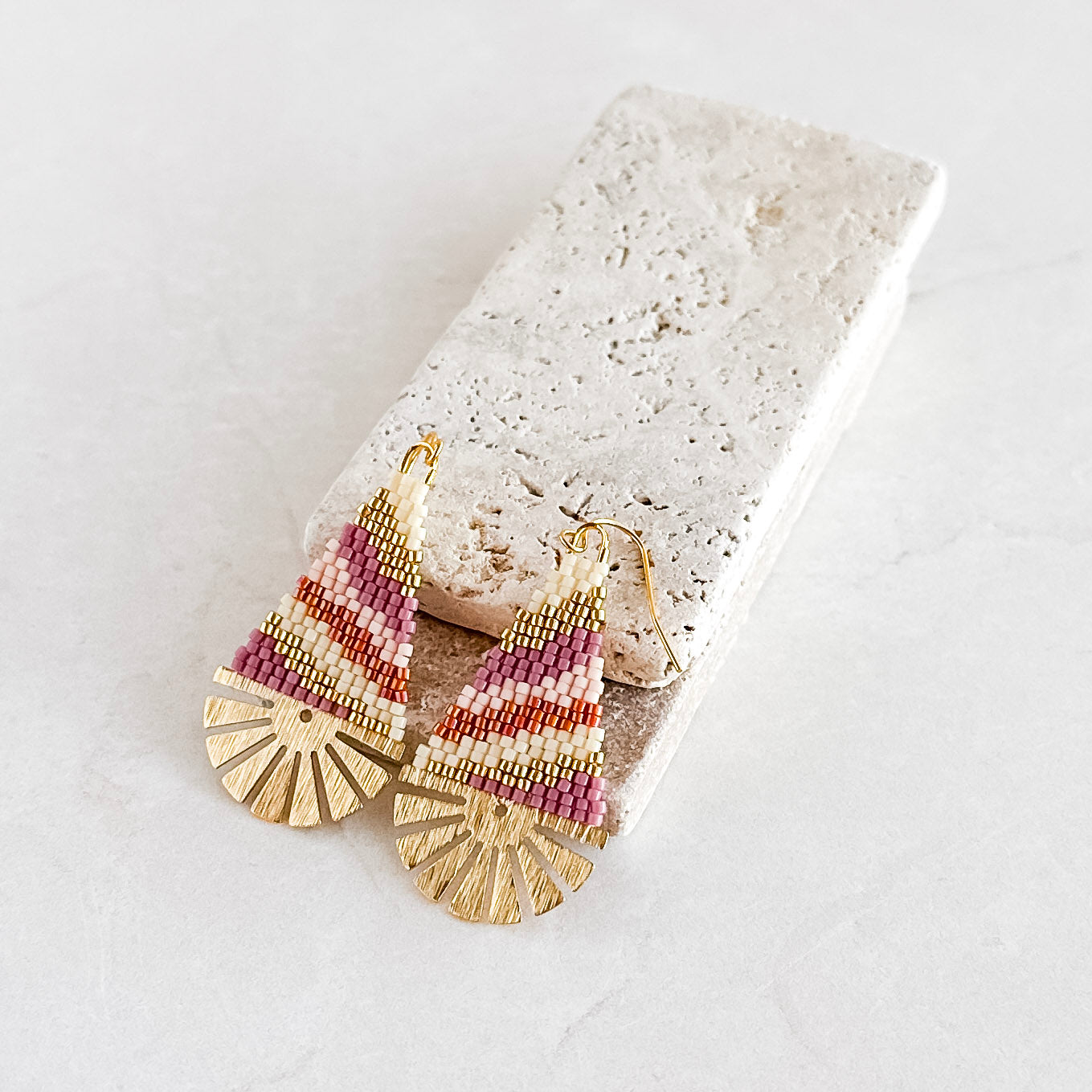 Autumn Desert Pink Landscape Earrings
