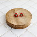 Red Peyote Puff Earrings