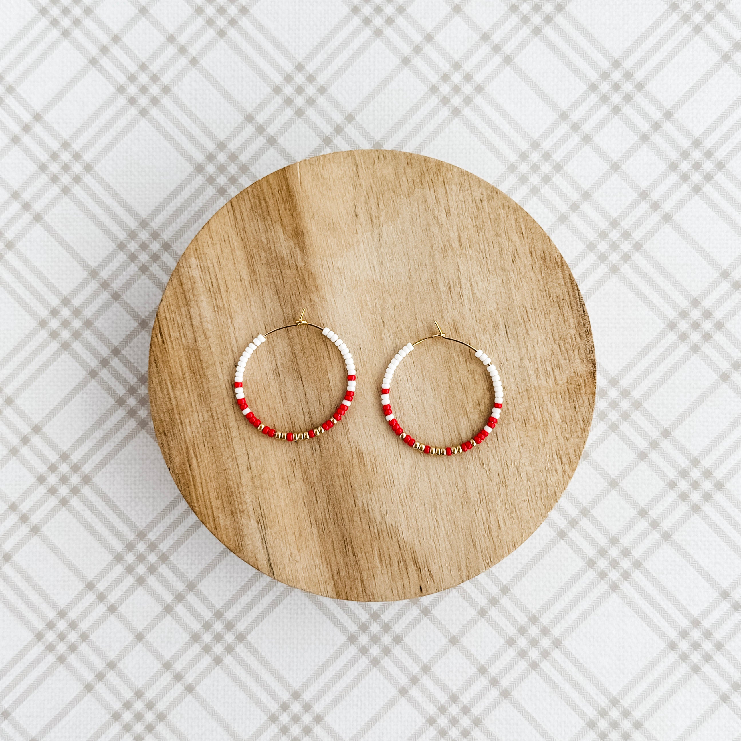 Candy Cane Holiday Hoop Earrings
