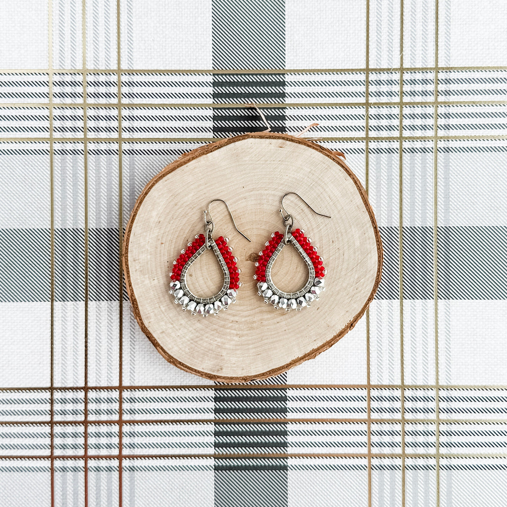 Red and Silver Lavish Earrings