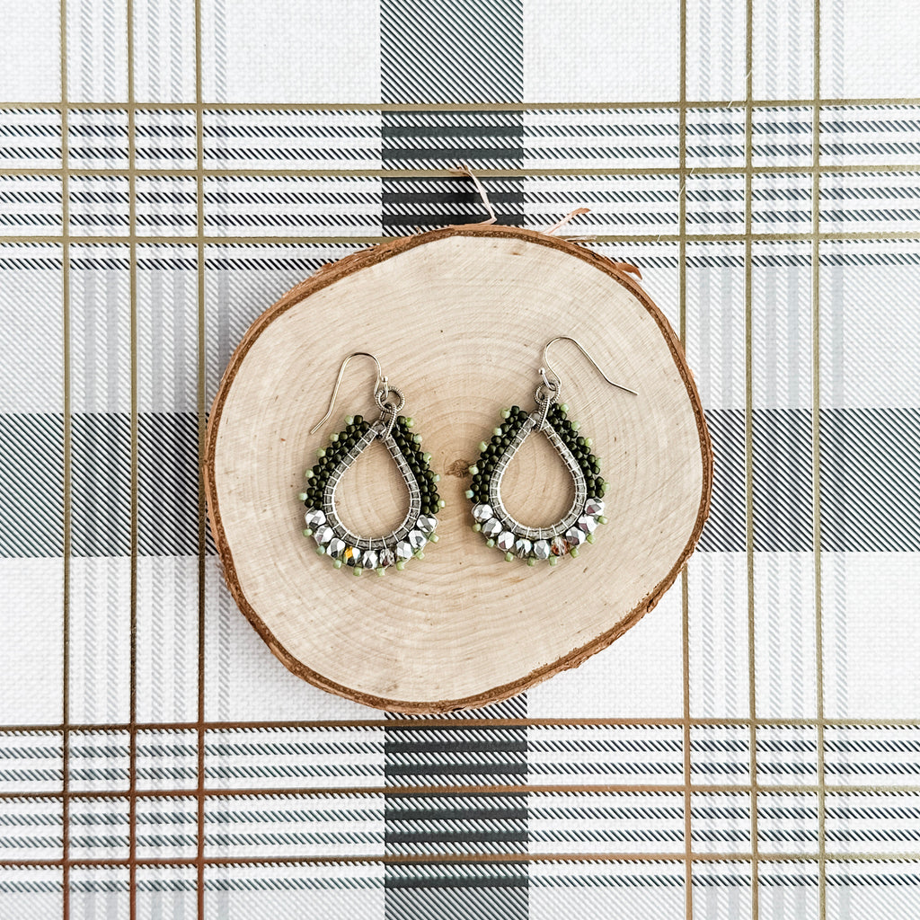 Olive Green Lavish Earrings