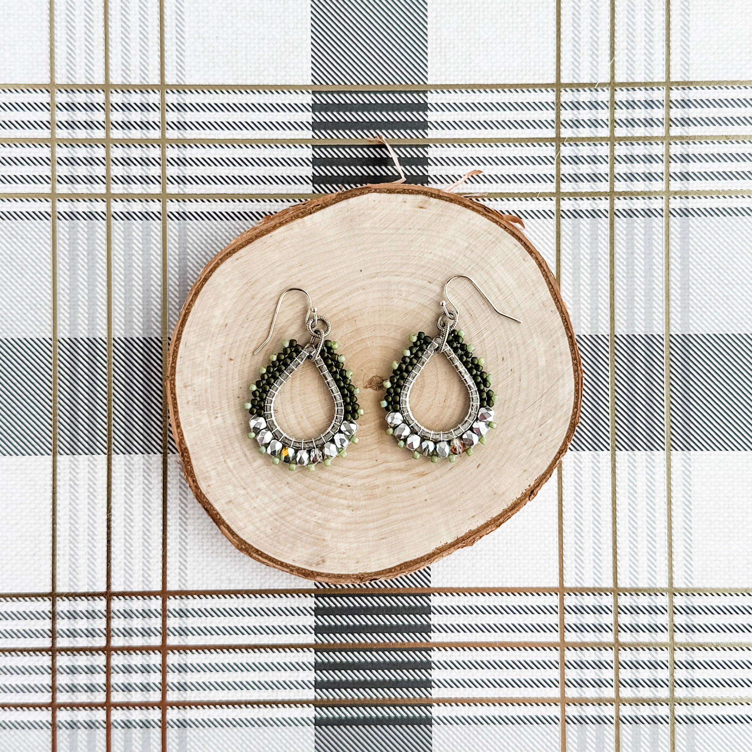 Olive Green Lavish Earrings