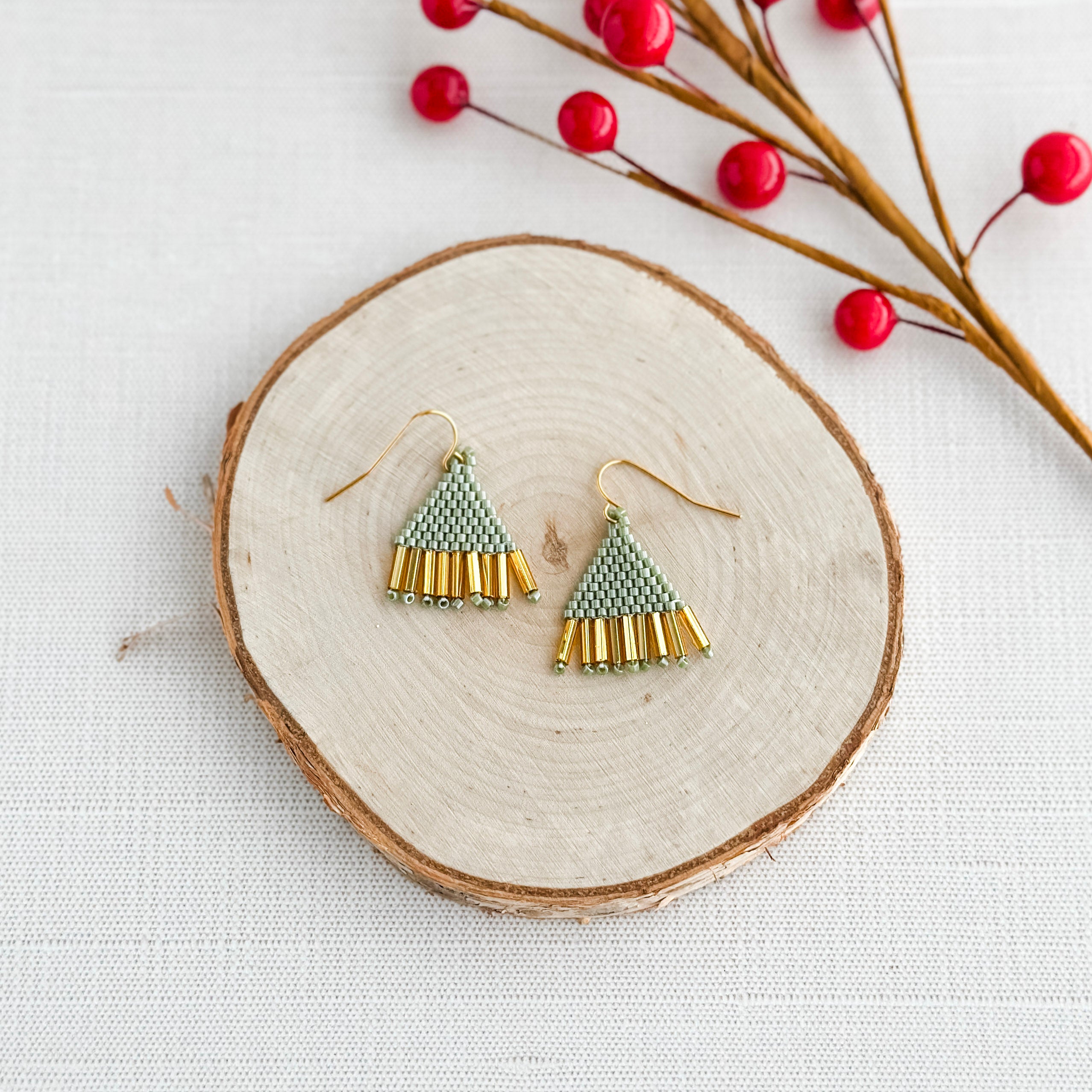 Petite Cactus Gold Fringe Earrings