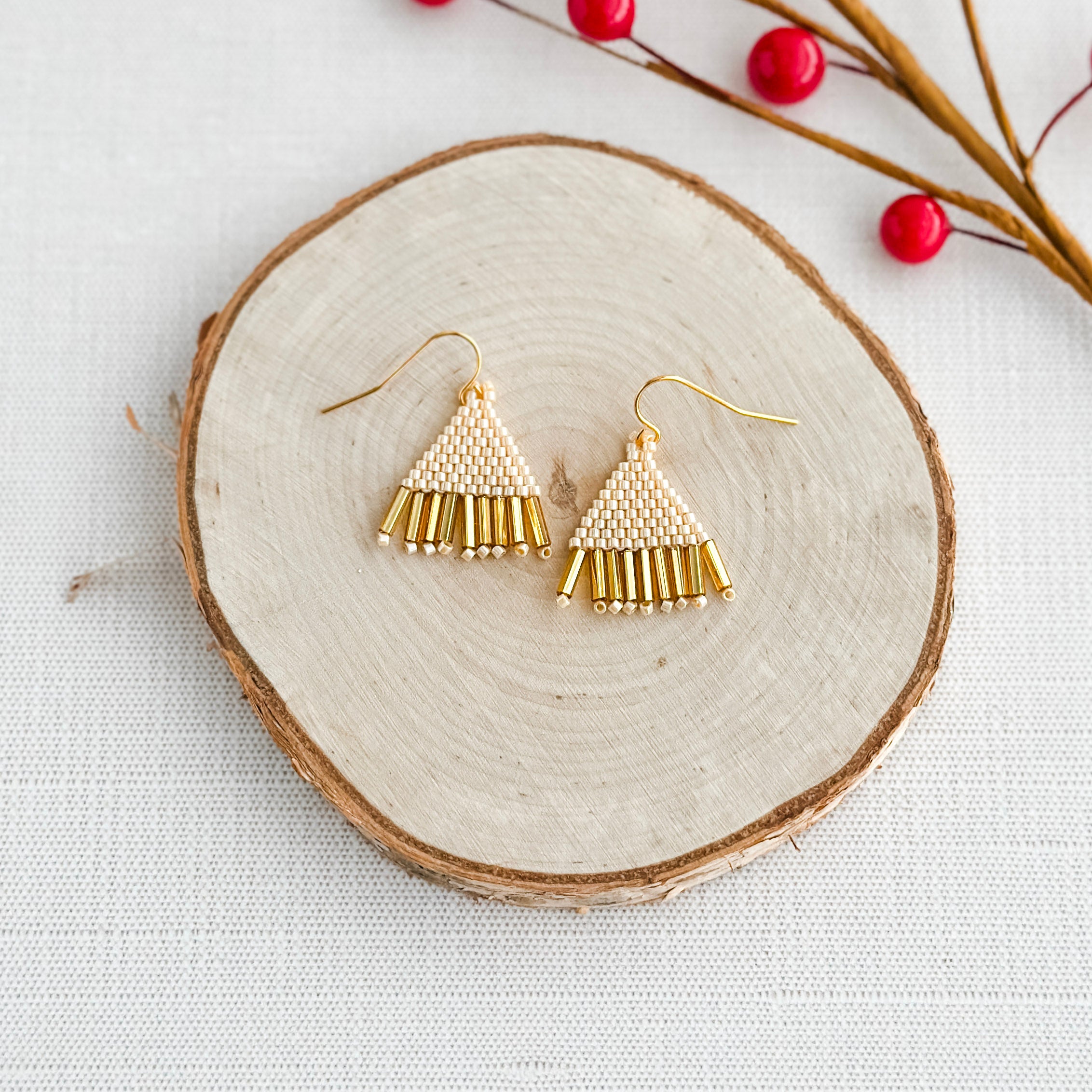 Petite Champagne Gold Fringe Earrings