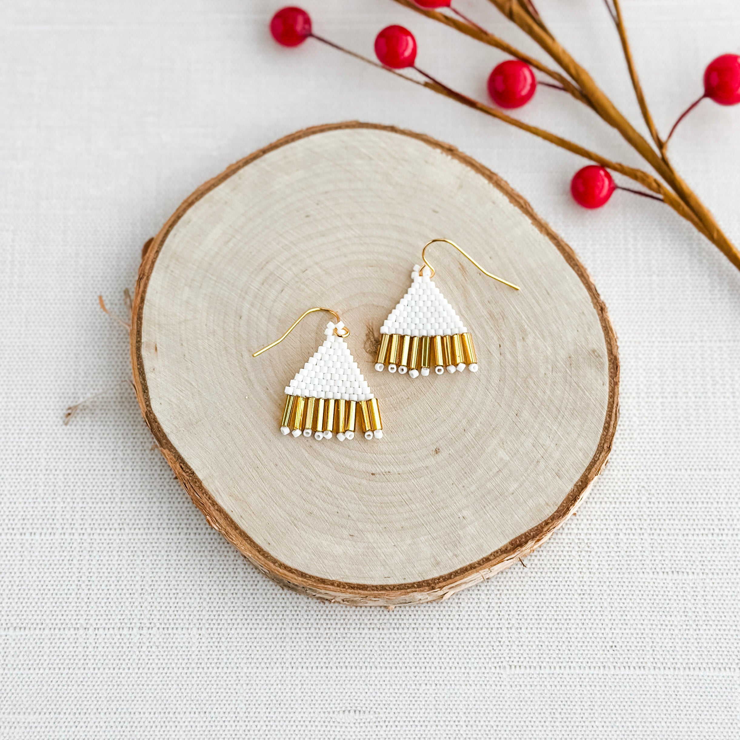 Petite White Gold Fringe Earrings