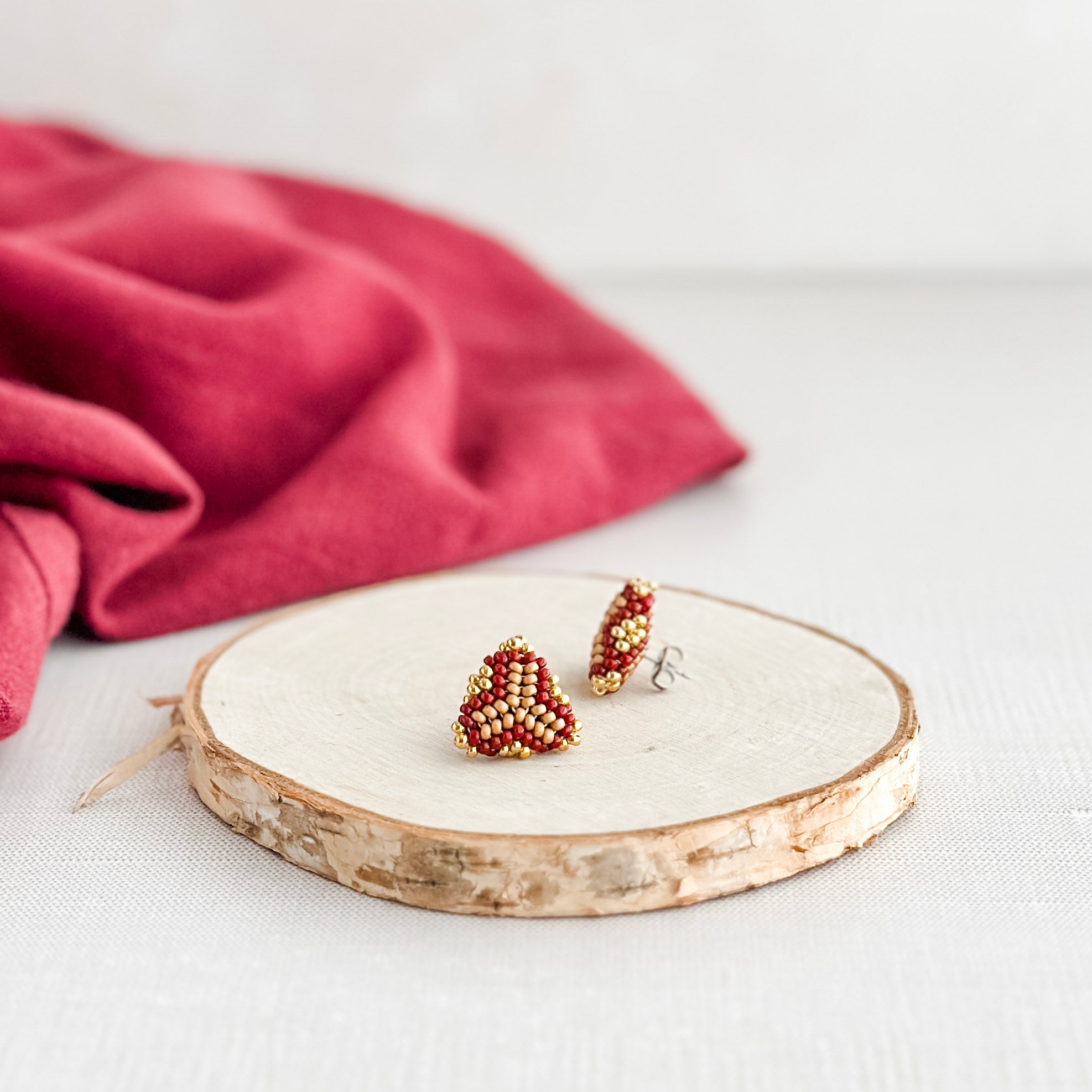 Gold Peyote Puff Earrings