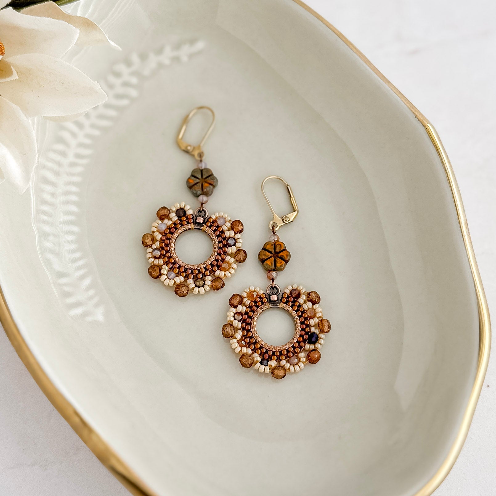 Harvest Copper Wreath Dangle Earrings