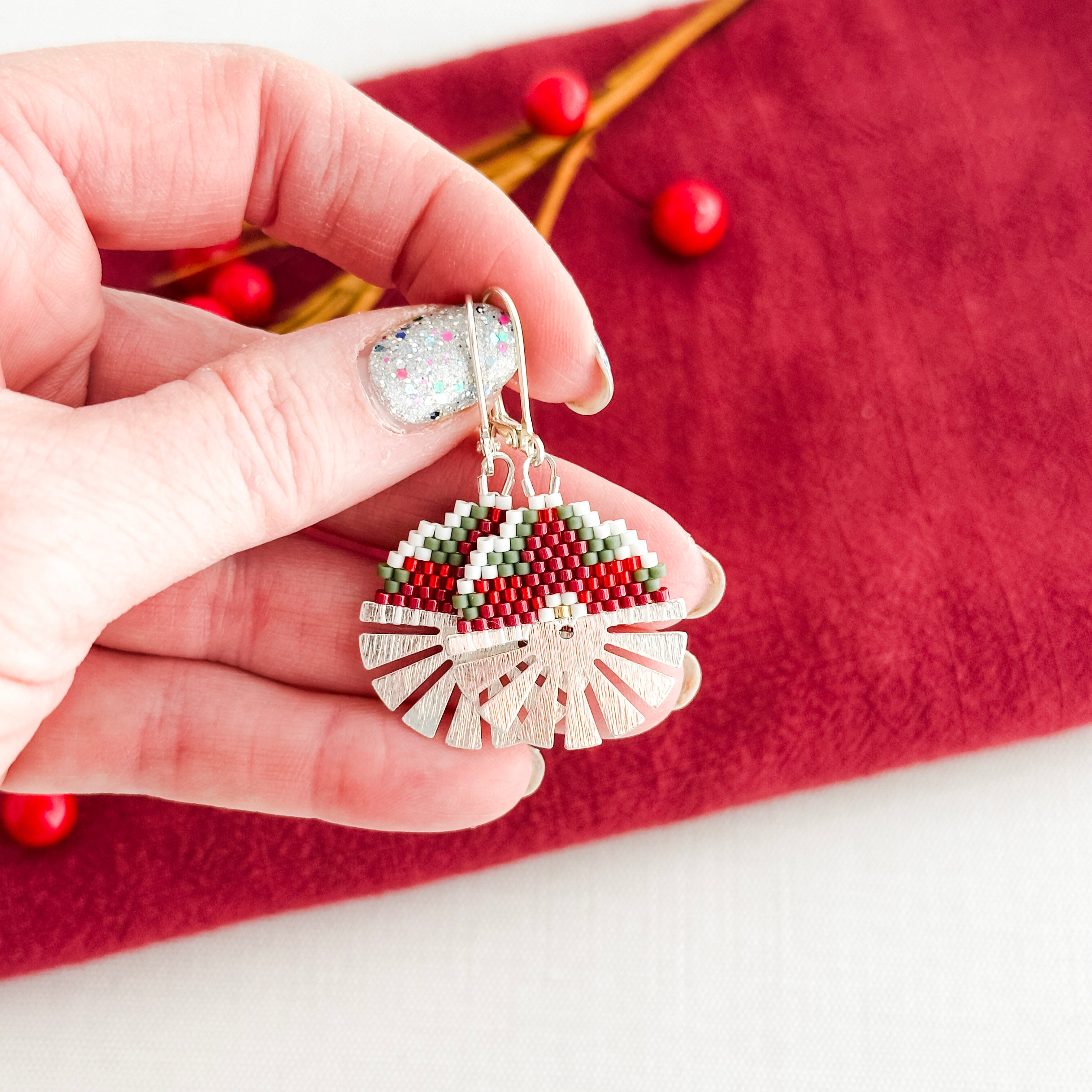 Art Deco Poinsettia Earrings