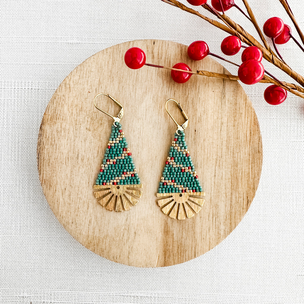 Art Deco Christmas Tree Earrings