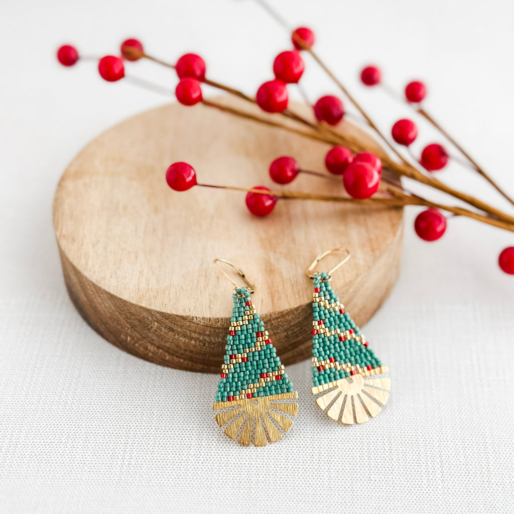 Art Deco Christmas Tree Earrings