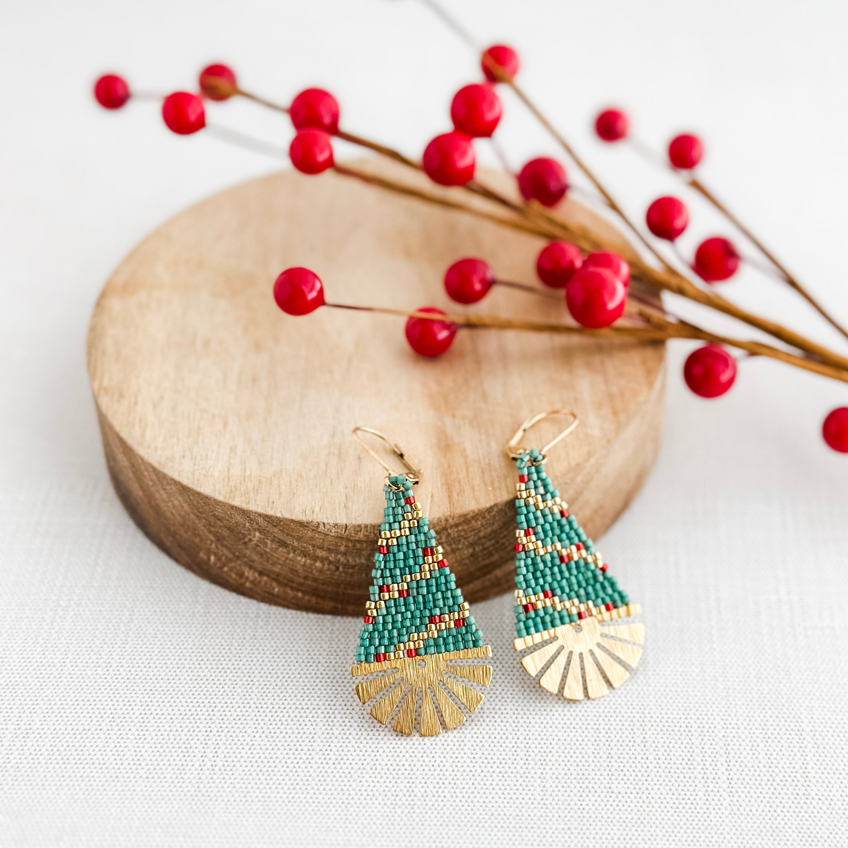 Art Deco Christmas Tree Earrings