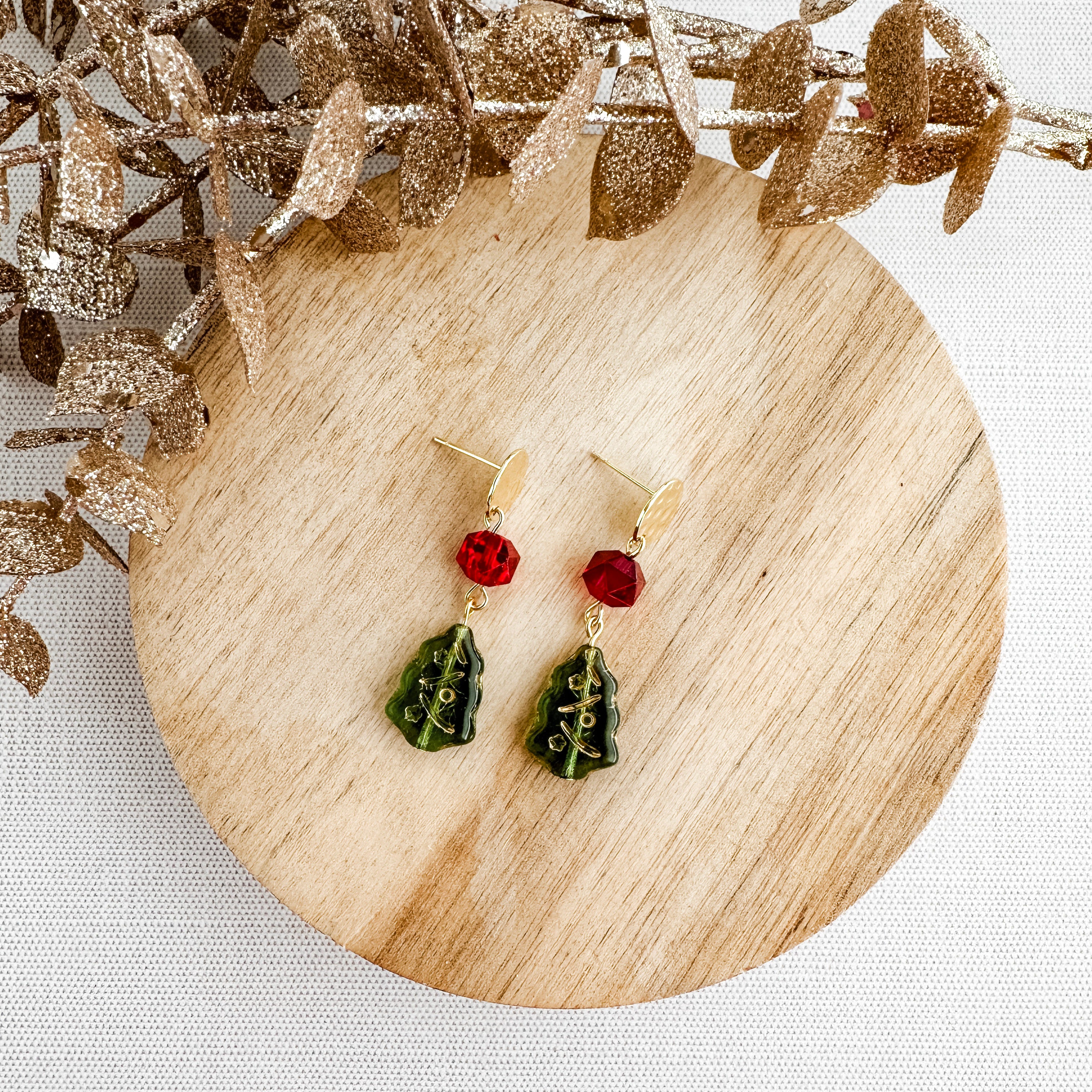 Antique Glass Tree Earrings