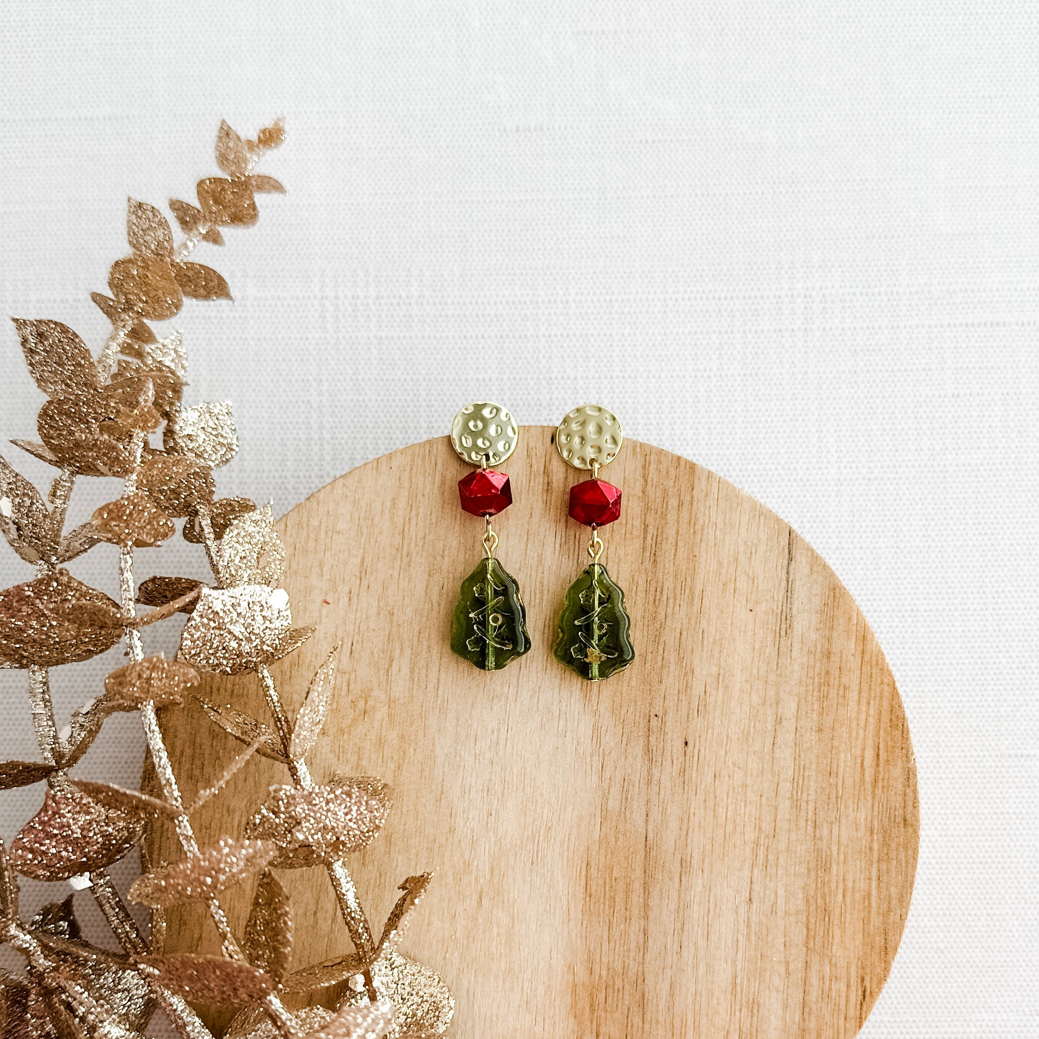 Antique Glass Tree Earrings