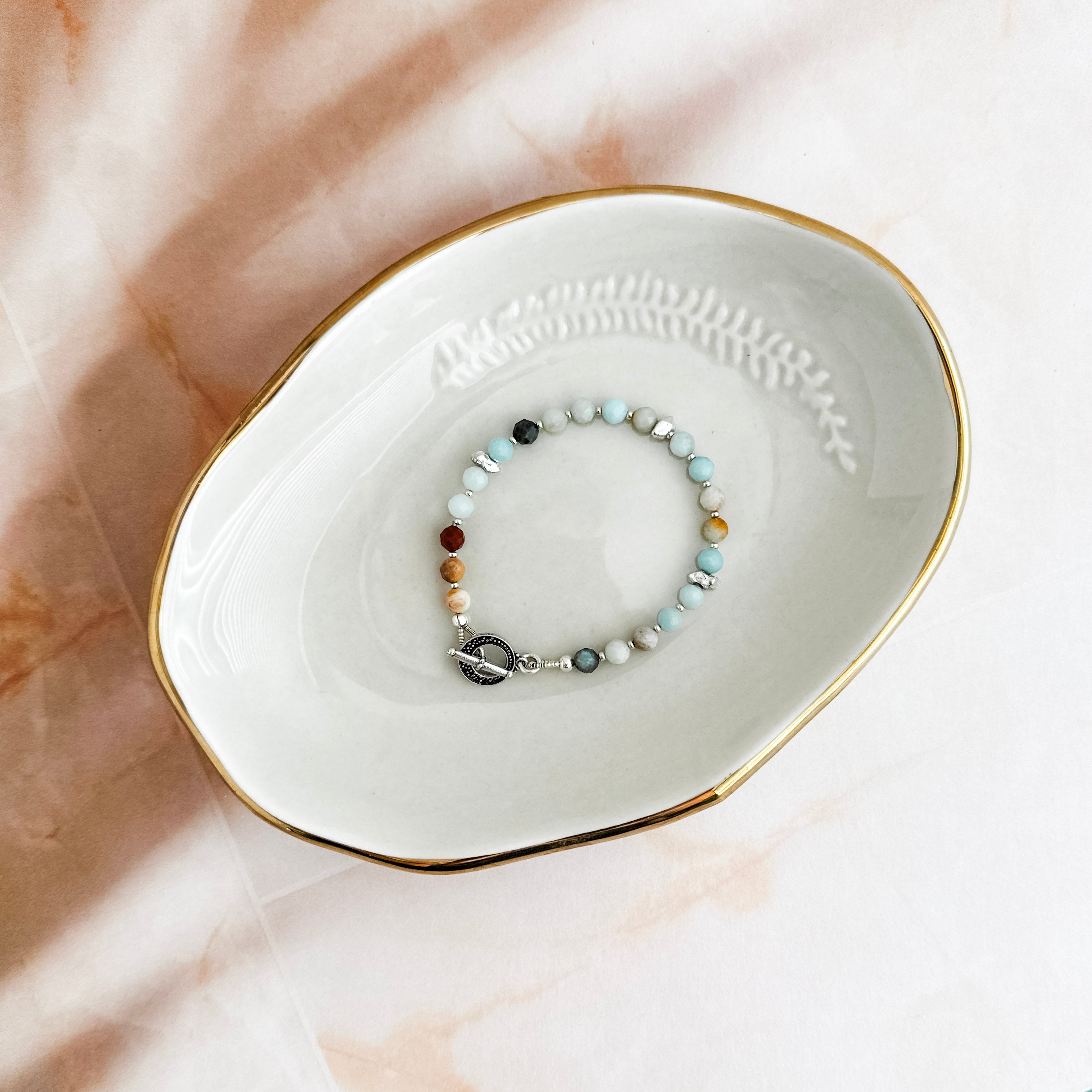 Black Gold Amazonite Silver Bracelet