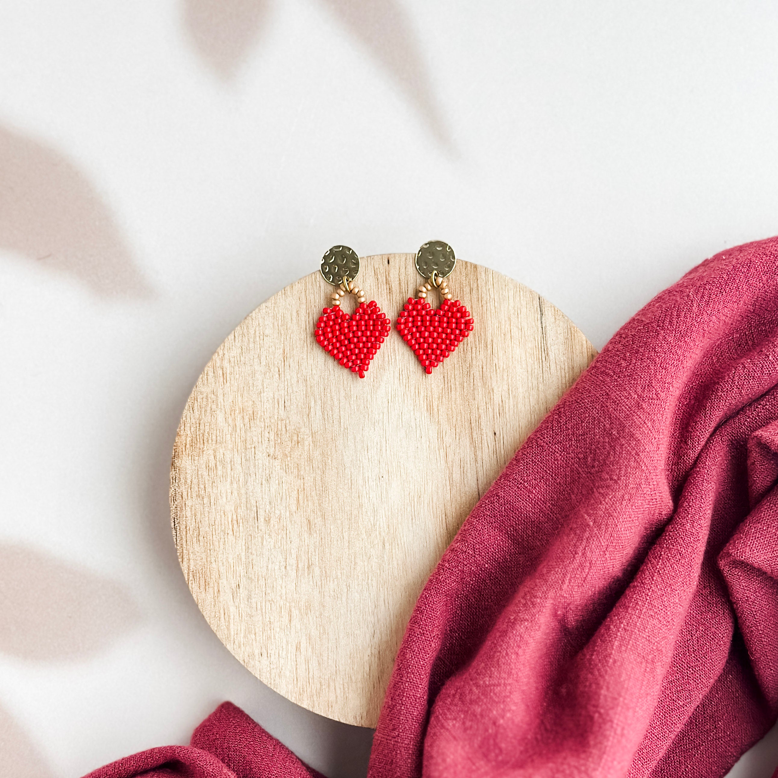 Red Heart Post Earrings