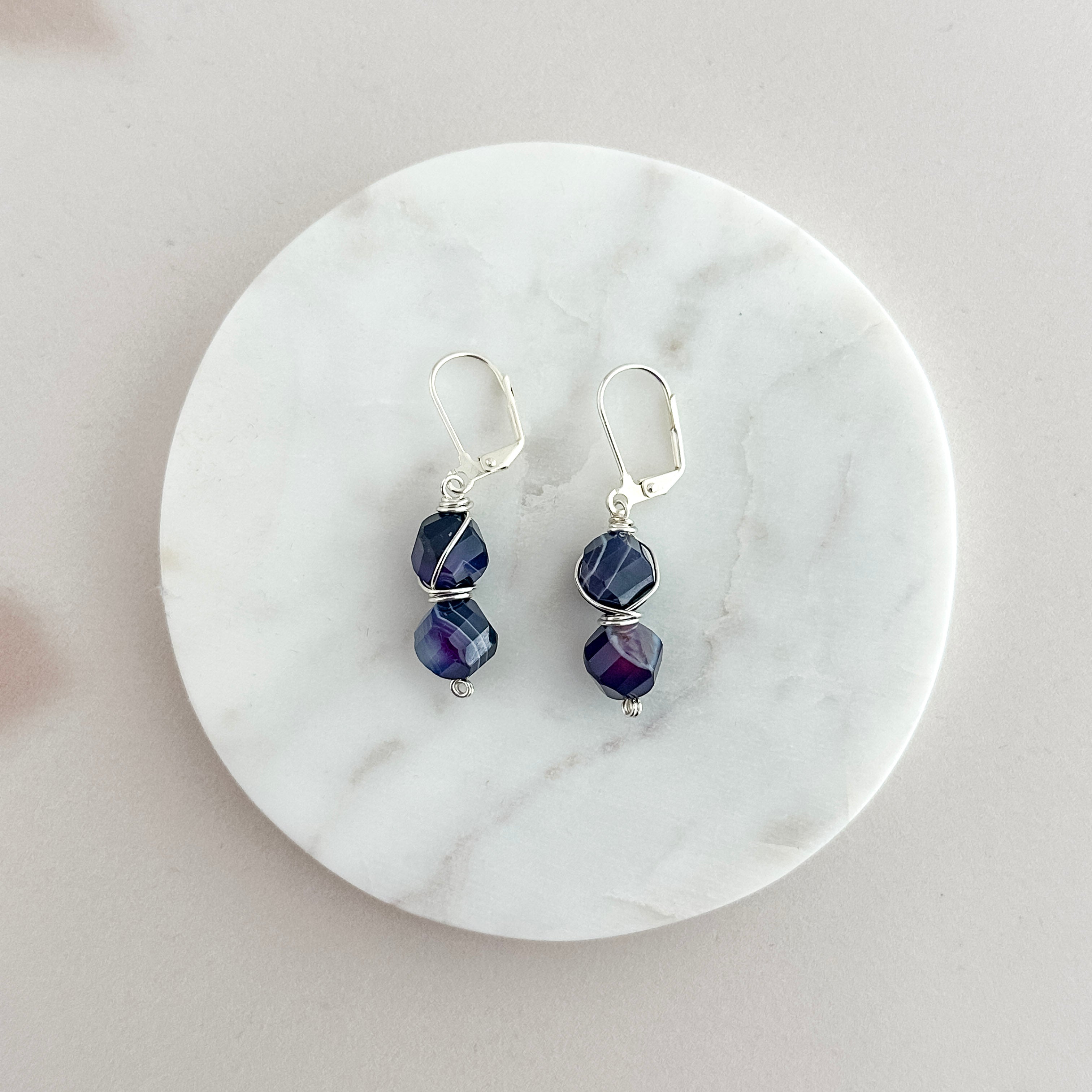 Purple Fluorite Double Drop Earrings