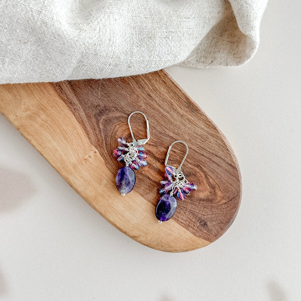 Amethyst Cluster Earrings