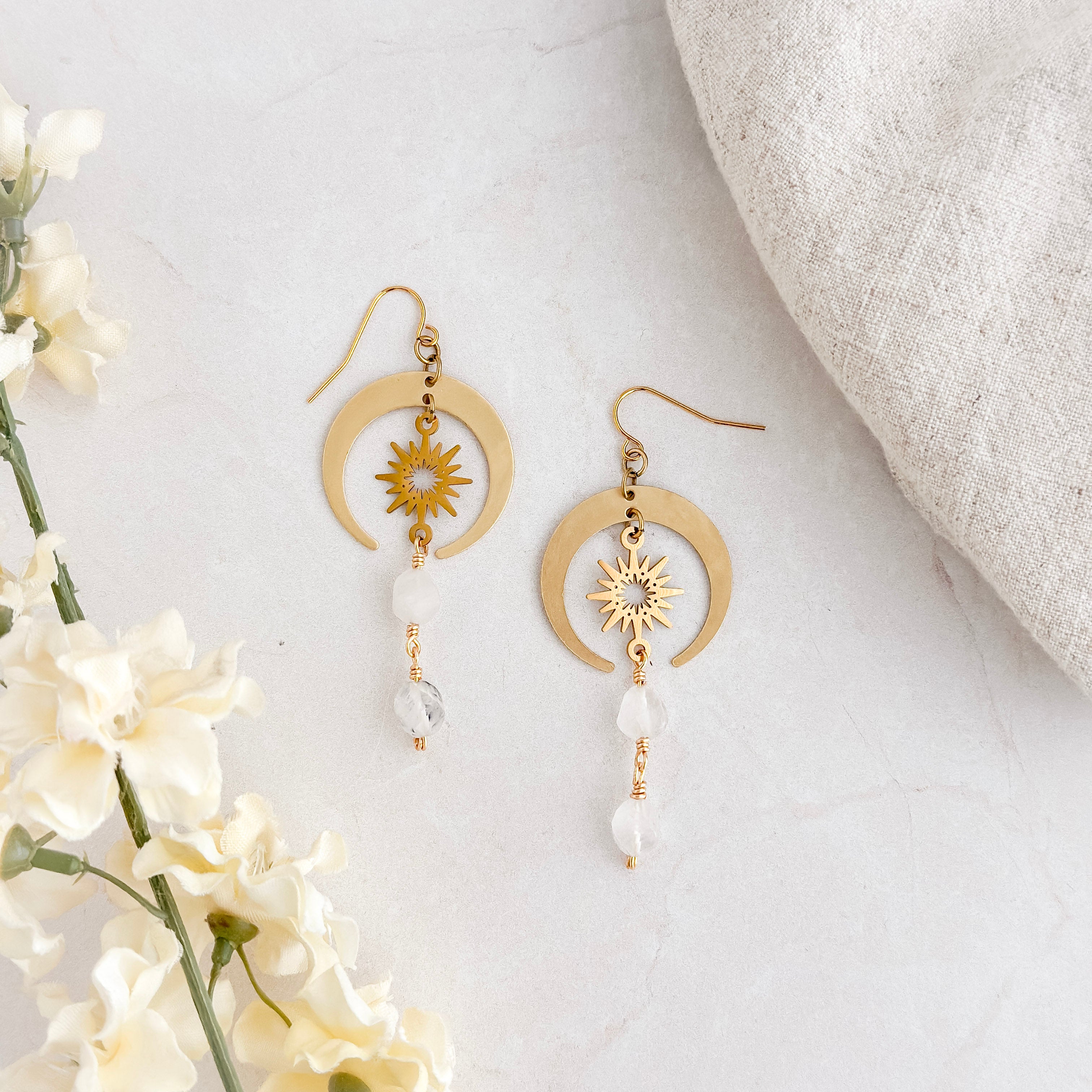 Sun Moonstone Earrings