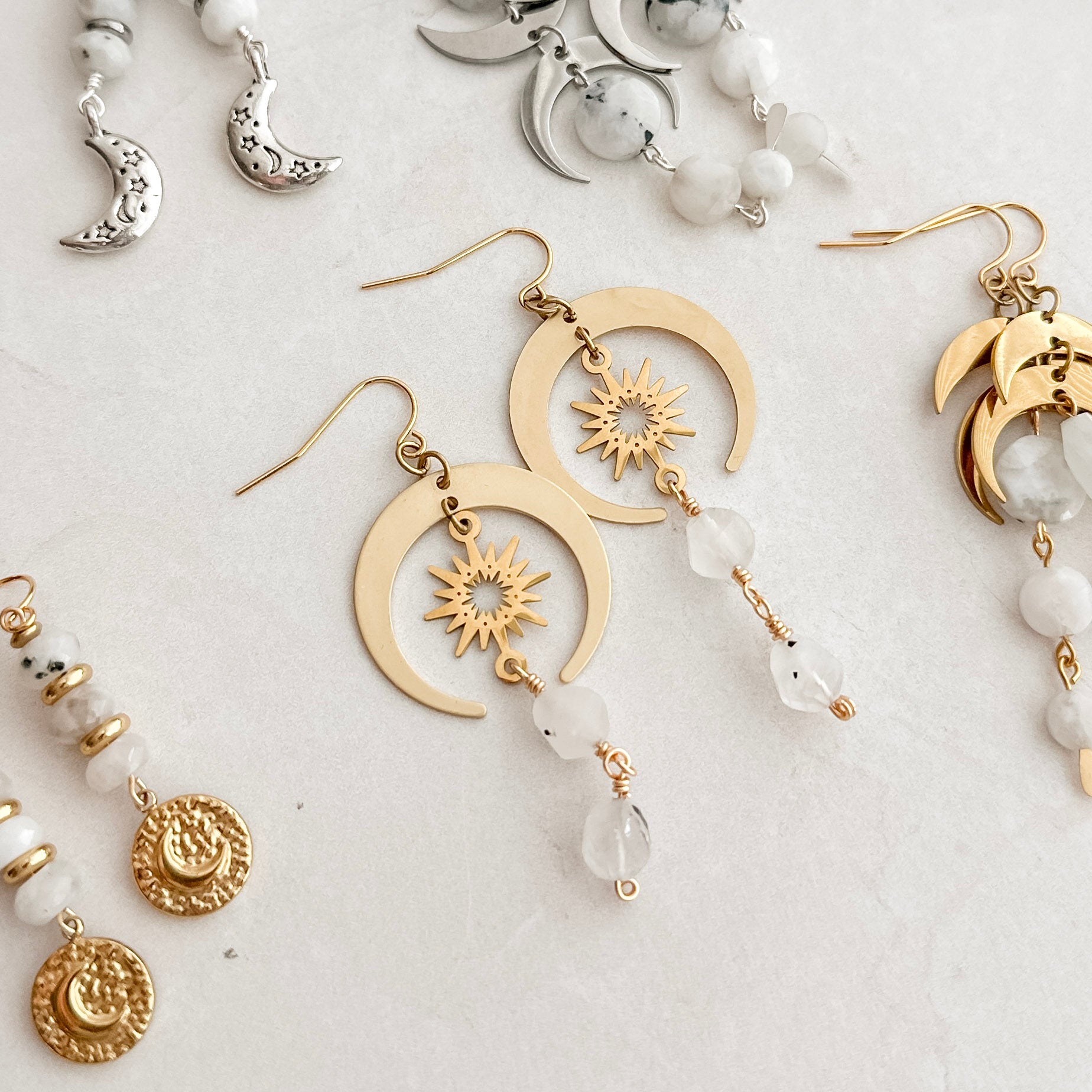 Sun Moonstone Earrings