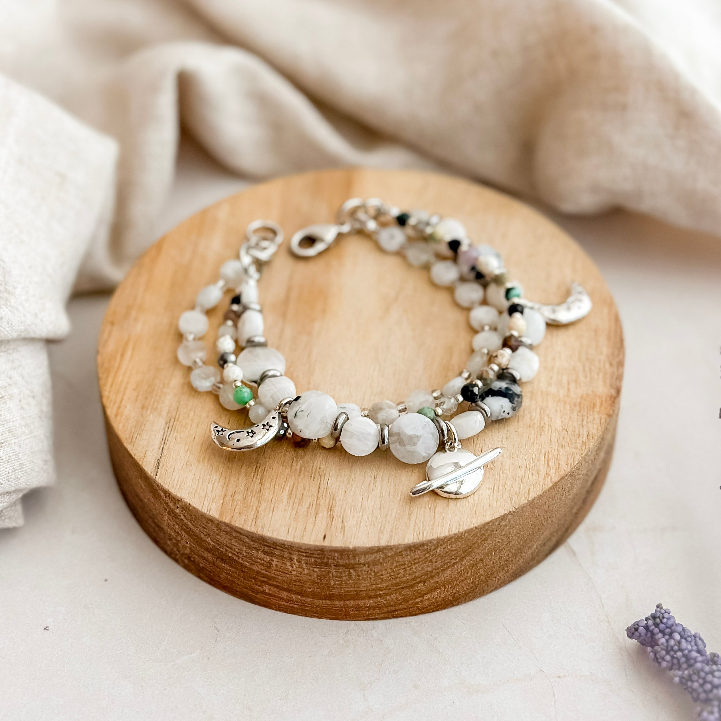 Saturn Moonstone Bracelet