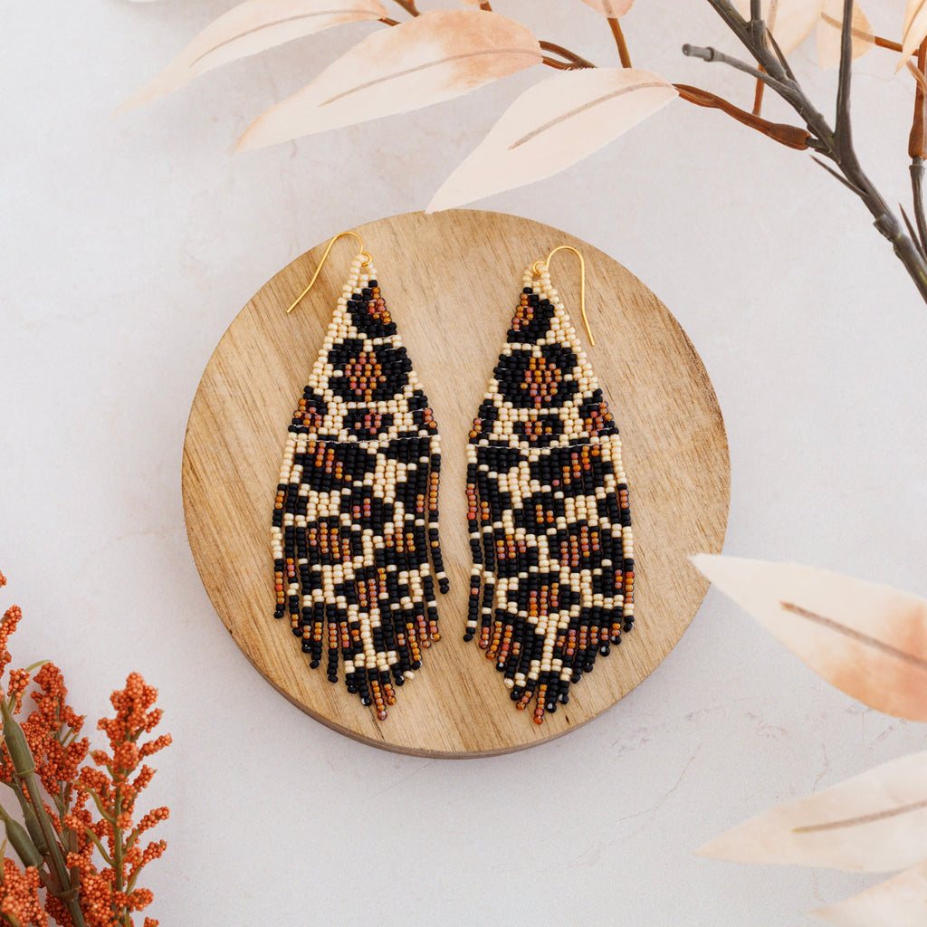 Leopard Fringe Earrings
