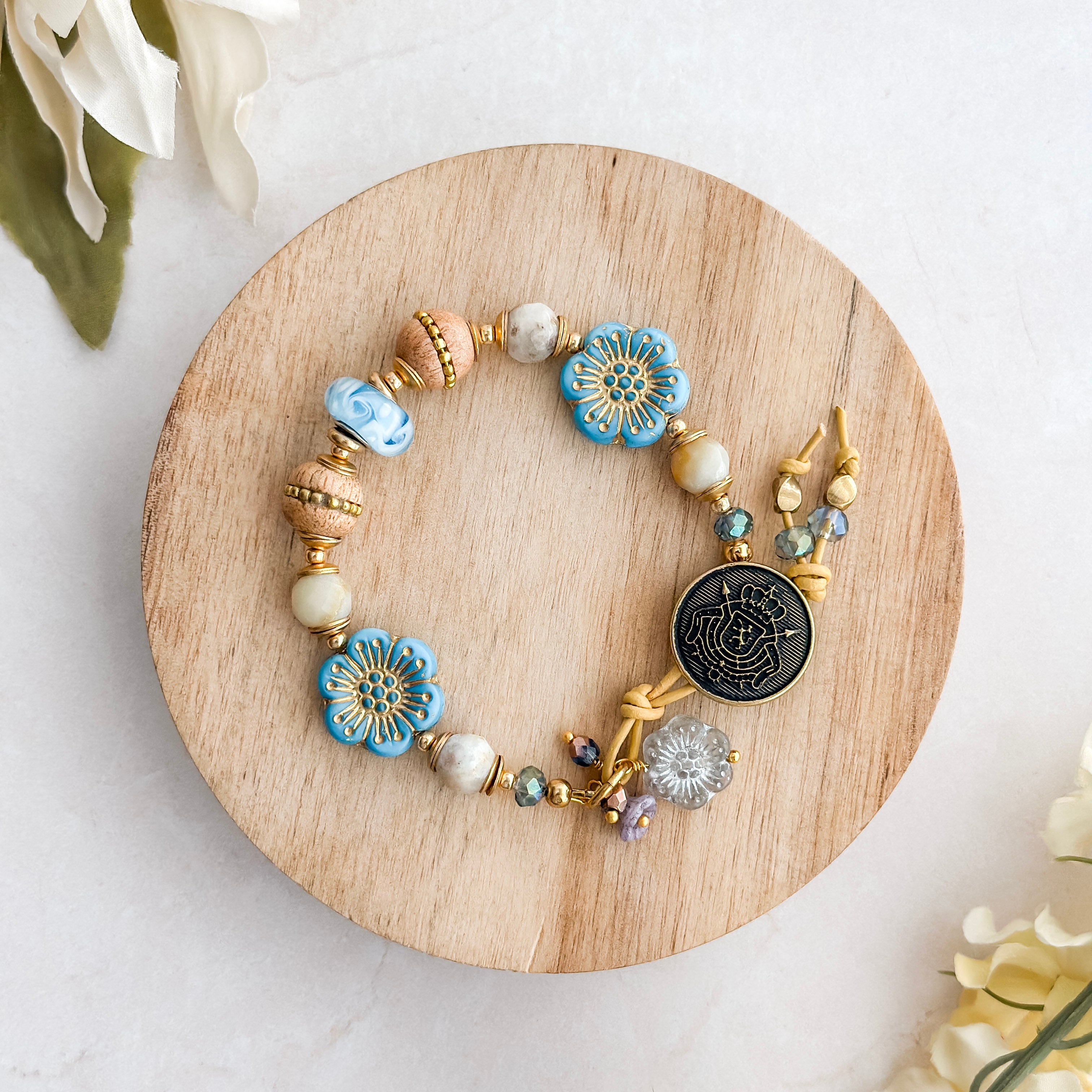 Blue Flower Button Bracelet
