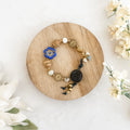 Dark Blue Flower Button Bracelet