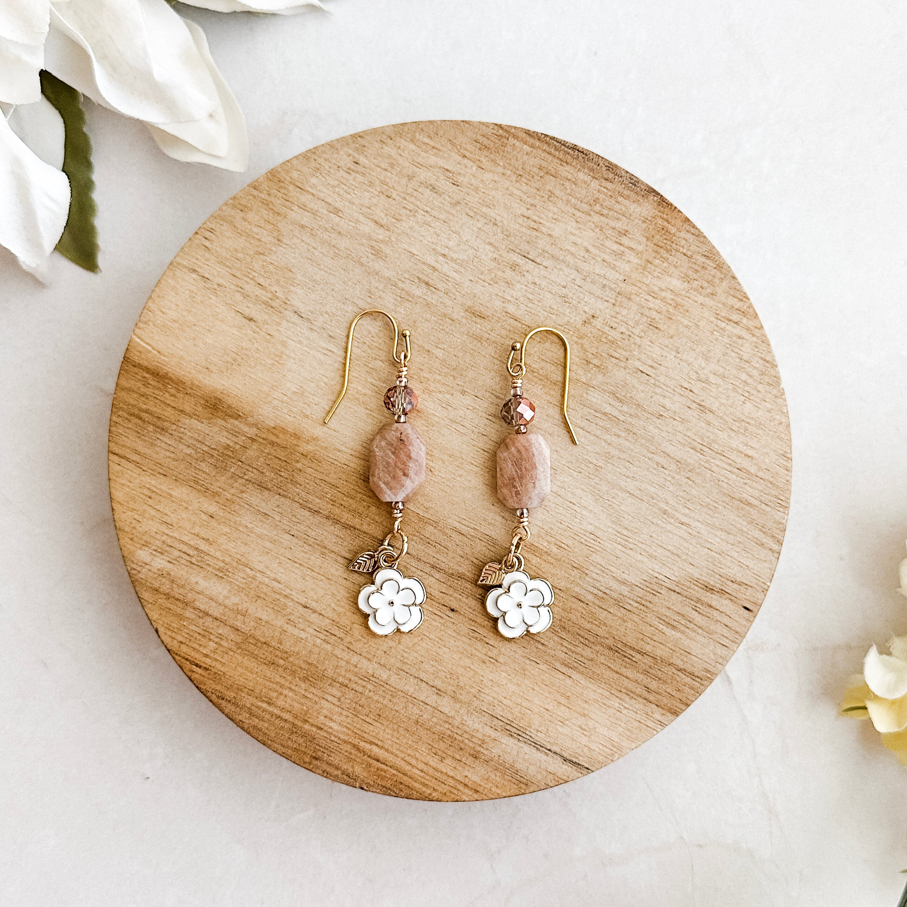 Sunstone Daisy Dangle Earrings