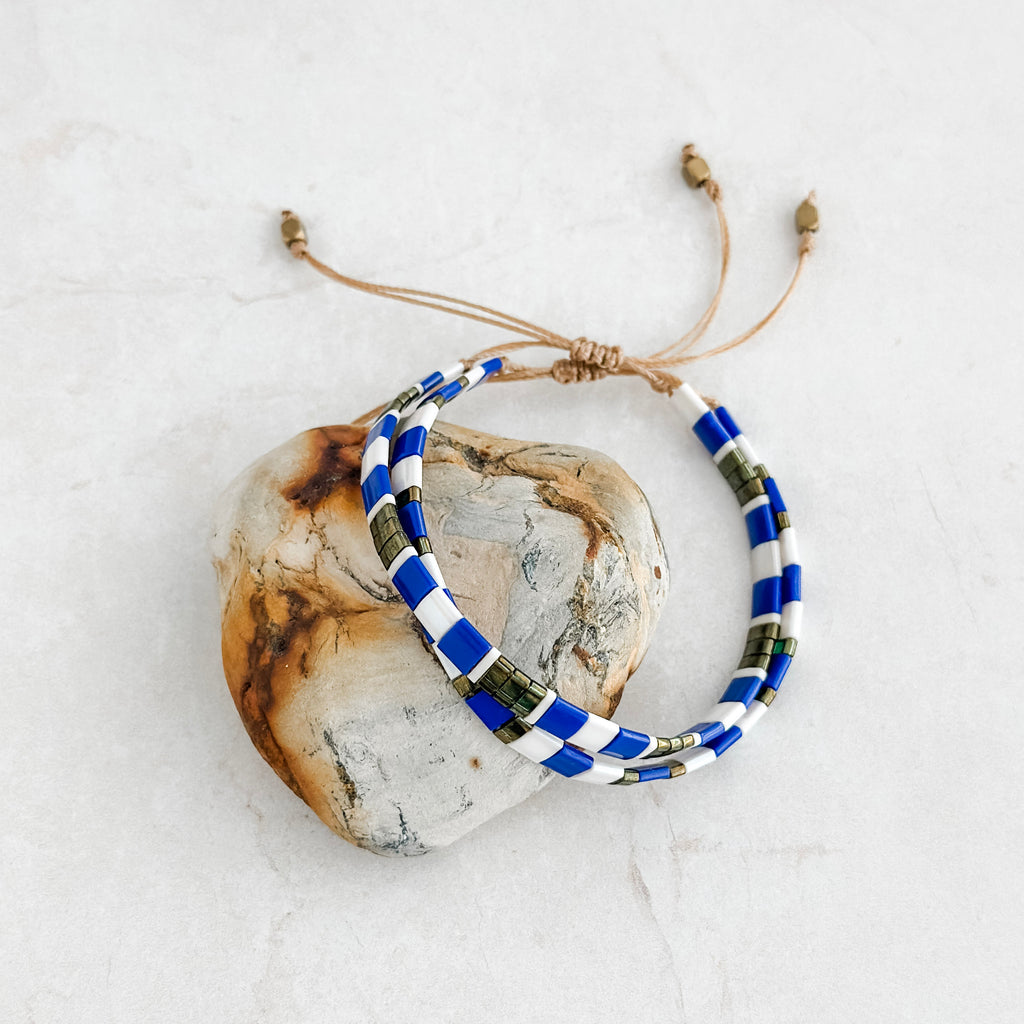 Navy and Emerald Tile Bracelet Set