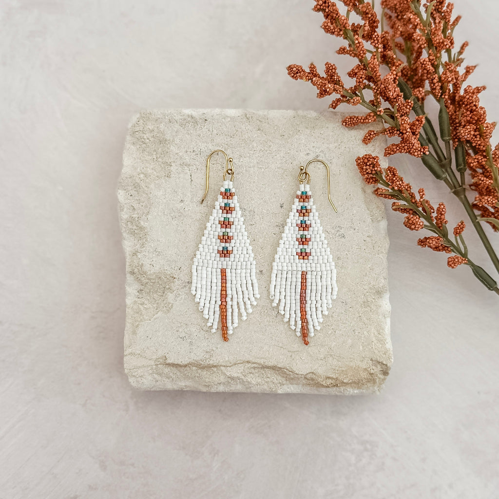 Petite Pumpkin Fringe Beaded Earrings!