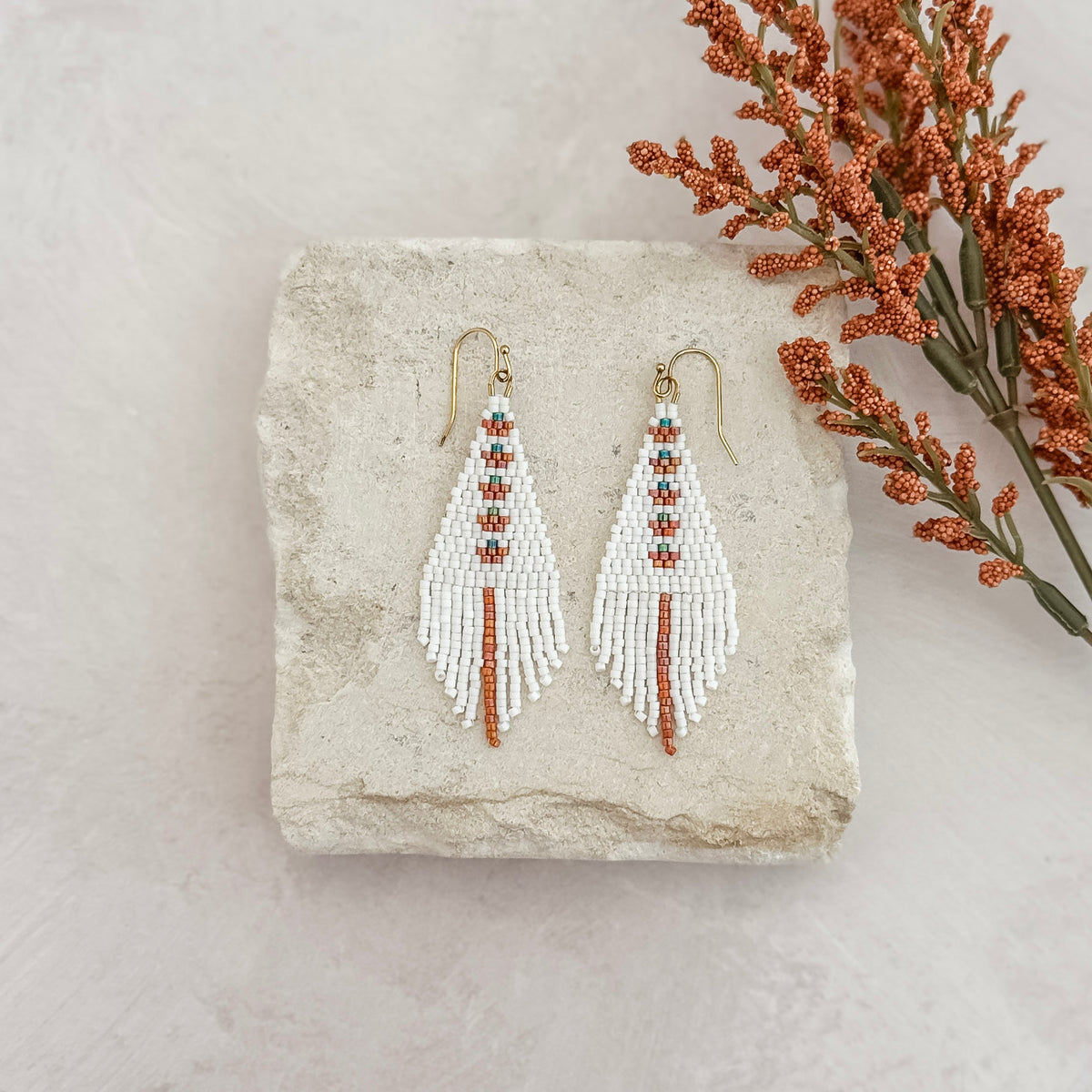 Petite Pumpkin Fringe Beaded Earrings!